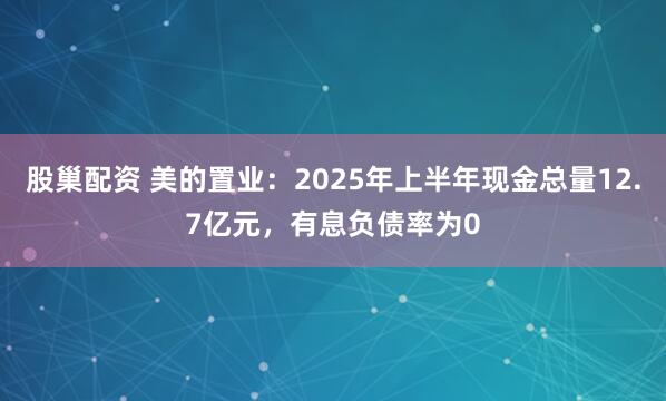 股巢配资 美的置业：2025年上半年现金总量12.7亿元，有息负债率为0